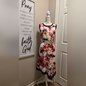 Adrianna Papell Multicolor Floral Midi Dress